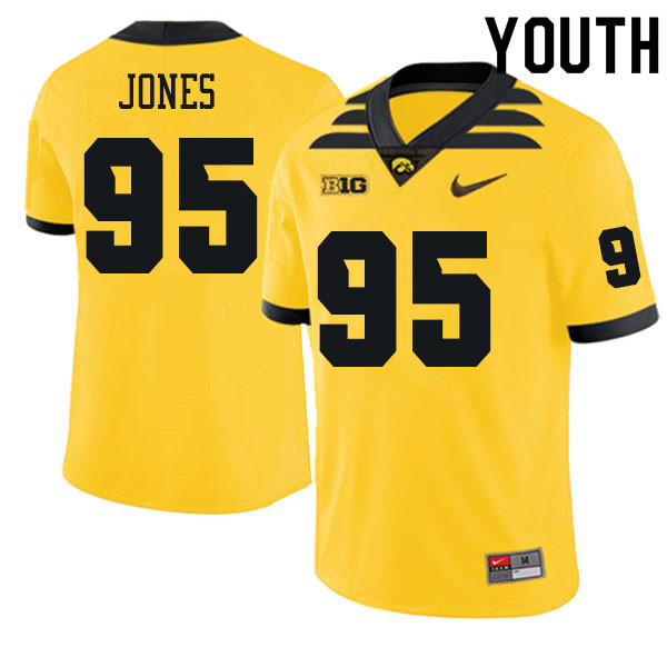 Youth #95 Logan Jones Iowa Hawkeyes College Football Jerseys Sale-Gold - Click Image to Close